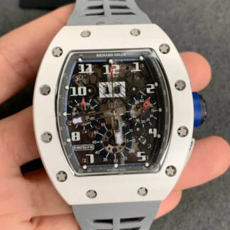 AAA Replica Richard Mille RM-011 KV Factory Ceramic Case Grey Strap Mens Watch