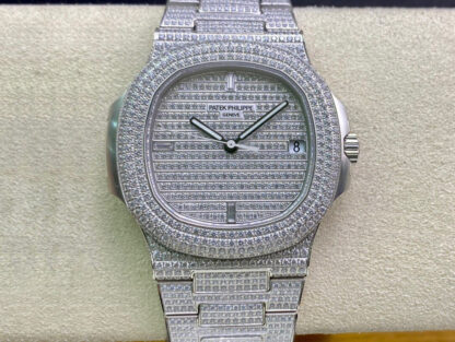 AAA Replica Patek Philippe Nautilus 5719/10G-010 PPF Factory V4 Full diamond dial Mens Watch