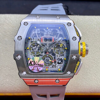 AAA Replica Richard Mille RM11-03 KV Factory Titanium Case Grey Strap Mens Watch