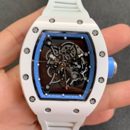 AAA Replica Richard Mille RM055 KV Factory V2 Ceramic Case White Strap Mens Watch