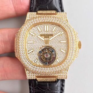 AAA Replica Patek Philippe Nautilus Jumbo Tourbillon Swiss Tourbillon Diamond Dial Mens Watch