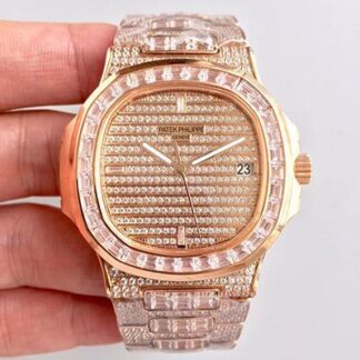 AAA Replica Patek Philippe Nautilus Jumbo 5719/1R-001 Swiss ETA 324SC Rose Gold Mens Watch