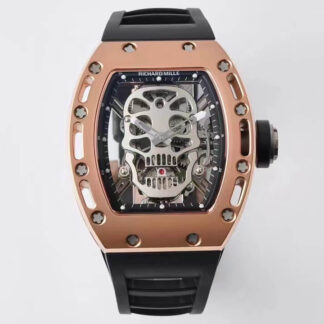 AAA Replica Richard Mille RM052 Tourbillon EUR Factory Rose Gold Grey Skull Dial Mens Watch