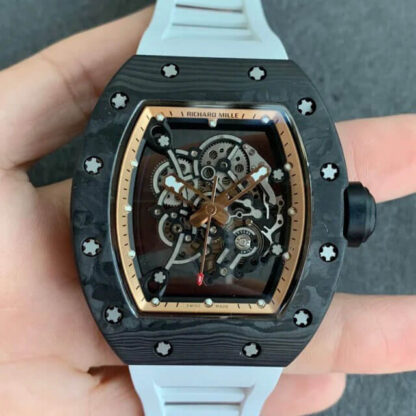 AAA Replica Richard Mille RM055 KV Factory V2 Skeleton Dial White Strap Mens Watch