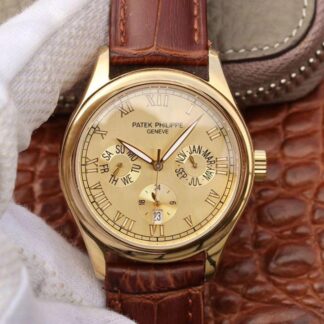 AAA Replica Patek Philippe Complications Annual Calendar Swiss ETA315SQA Gold Dial Mens Watch