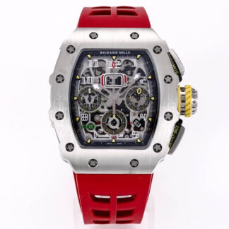 AAA Replica Richard Mille RM11-03RG KV Factory Titanium Case Red Strap Mens Watch