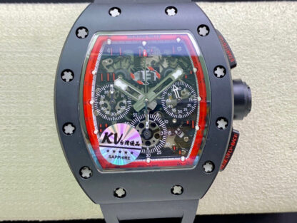 AAA Replica Richard Mille RM011 KV Factory Ceramic Case Black Strap Mens Watch