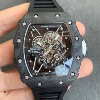 AAA Replica Richard Mille RM035-02 KV Factory Carbon Fiber Case Black Strap Mens Watch