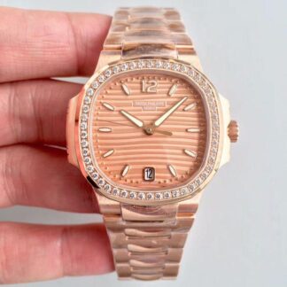 AAA Replica Patek Philippe Ladies Nautilus 7118/1200R PF Factory Swiss ETA324 Diamond Bezel Ladies Watch