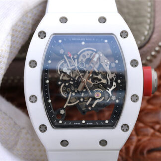 AAA Replica Richard Mille RM055 KV Factory White Ceramic Skeleton Dial Mens Watch