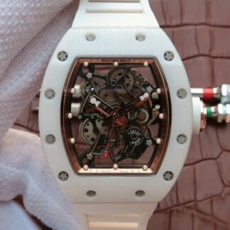 AAA Replica Richard Mille RM055 KV Factory Ceramic Skeleton Rubber Strap Mens Watch