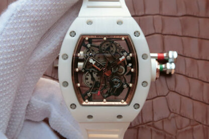 AAA Replica Richard Mille RM055 KV Factory Ceramic Skeleton Rubber Strap Mens Watch