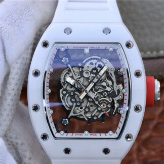 AAA Replica Richard Mille RM055 KV Factory Ceramic White Rubber Strap Mens Watch