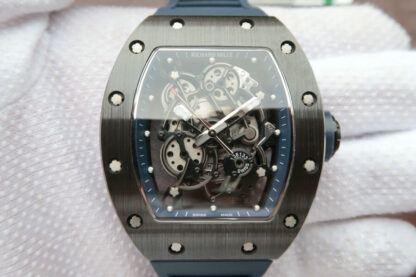 AAA Replica Richard Mille RM055 KV Factory Black Ceramic Case Blue Strap Mens Watch