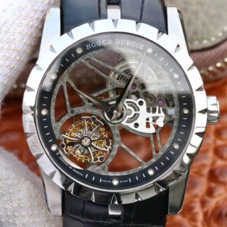 AAA Replica Roger Dubuis Excalibur RDDBEX0393 JB Factory Tourbillon Black Skeleton Dial Mens Watch