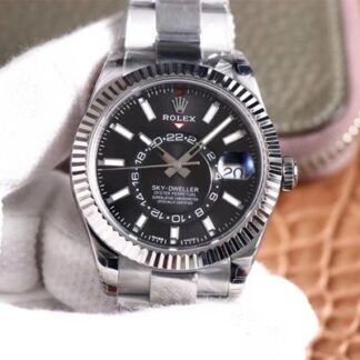 AAA Replica Rolex Sky Dweller M326934-0005 Noob Factory Stainless Steel Black Dial Mens Watch