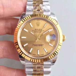 AAA Replica Rolex Datejust 41 126333 EW Factory Swiss ETA3255 904L Gold Dial Mens Watch