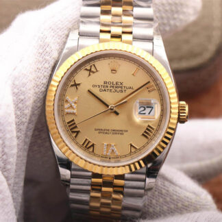 AAA Replica Rolex Datejust 126233 EW Factory Stainless Steel Gold Dial Mens Watch