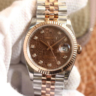 AAA Replica Rolex Datejust M126231-0025 EW Factory Diamond Brown Dial Mens Watch