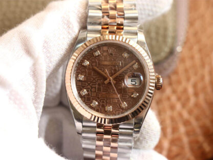 AAA Replica Rolex Datejust M126231-0025 EW Factory Diamond Brown Dial Mens Watch