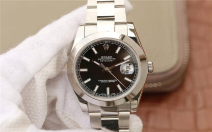 AAA Replica Rolex Datejust M126300-0011 EW Factory Stainless Steel Black Dial Mens Watch