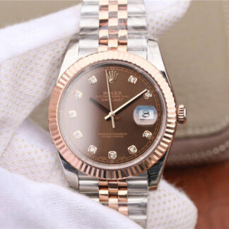 AAA Replica Rolex Datejust M126331-0004 EW Factory Diamond Brown Dial Mens Watch