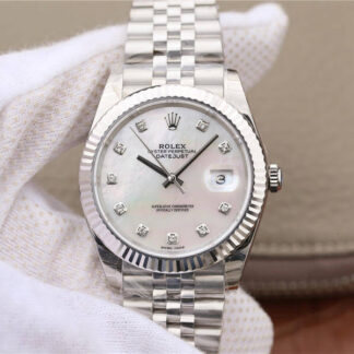 AAA Replica Rolex Datejust M126334-0020 EW Factory Diamond Silver Dial Mens Watch