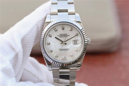 AAA Replica Rolex Datejust M126334-0019 EW Factory Diamond White Dial Mens Watch