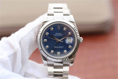 AAA Replica Rolex Datejust M126334-0015 EW Factory Diamond Blue Dial Mens Watch