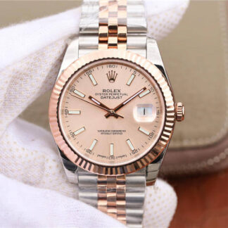 AAA Replica Rolex Datejust M126331-0010 EW Factory Rose Gold Dial Mens Watch