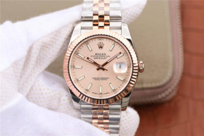 AAA Replica Rolex Datejust M126331-0010 EW Factory Rose Gold Dial Mens Watch