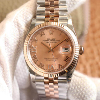 AAA Replica Rolex Datejust M126231-0027 EW Factory Rose Gold Dial Mens Watch