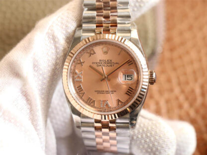 AAA Replica Rolex Datejust M126231-0027 EW Factory Rose Gold Dial Mens Watch