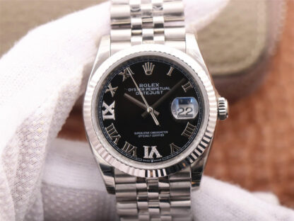 AAA Replica Rolex Datejust M126233 36MM EW Factory Diamond-set Black Dial Mens Watch