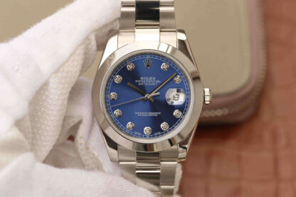 AAA Replica Rolex Datejust M126300 EW Factory Diamond Blue Dial Mens Watch