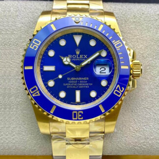 AAA Replica Rolex Submariner M116618LB-0003 VS Factory Yellow Gold Blue Dial Mens Watch