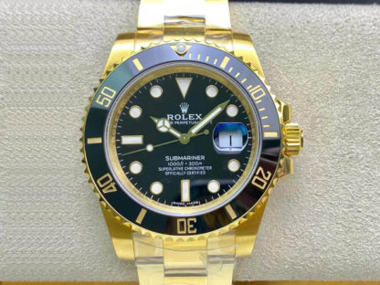 AAA Replica Rolex Submariner 116618LN-97208 VS Factory Yellow Gold Black Dial Mens Watch