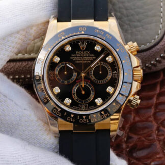 AAA Replica Rolex Daytona Cosmograph M116518ln-0046 JH Factory Diamond Black Dial Mens Watch