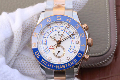 AAA Replica Rolex Yacht-Master M116681-0002 JF Factory Rose Gold White Dial Mens Watch