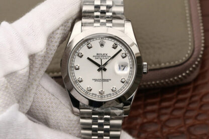 AAA Replica Rolex Datejust M126300 EW Factory White Diamond-set Dial Mens Watch