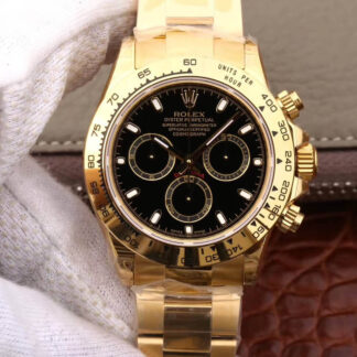 AAA Replica Rolex Daytona Cosmograph M116508-0004 JH Factory Yellow Gold Black Dial Mens Watch