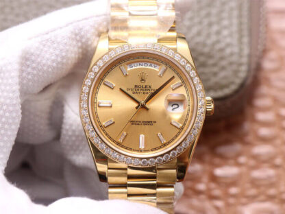 AAA Replica Rolex Day Date M228348RBR-0002 EW Factory Yellow Gold Diamond Dial Mens Watch