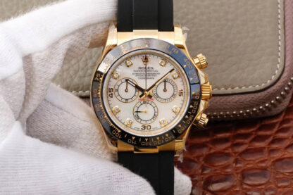 AAA Replica Rolex Daytona Cosmograph M116518ln-0037 JH Factory V6 Diamond White Dial Mens Watch