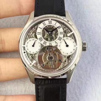 AAA Replica Zenith EP Calender Skeleton Tourbillon RG/LE Swiss Tourbillon Mens Watch