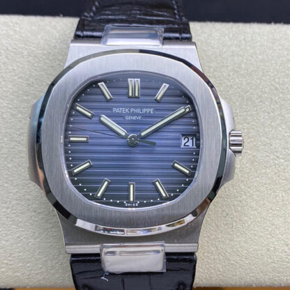 AAA Replica Patek Philippe Nautilus 5711 3K Factory Blue Dial Cowhide Strap Mens Watch