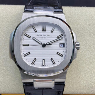 AAA Replica Patek Philippe Nautilus 5711 3K Factory White Dial Cowhide Strap Mens Watch