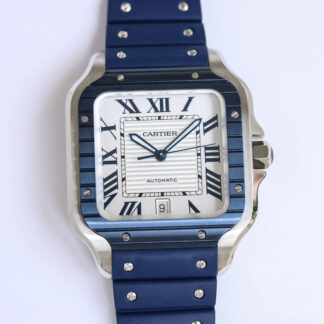 AAA Replica Cartier Santos GF Factory Rubber Strap Mens Watch