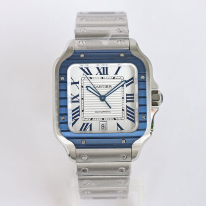 AAA Replica Cartier Santos GF Factory Stainless Steel Strap Mens Watch