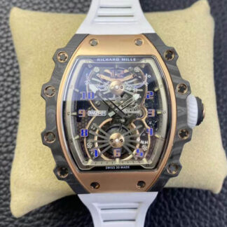 AAA Replica Richard Mille RM21-01 RM Factory Tourbillon Skeleton Dial White Strap Mens Watch