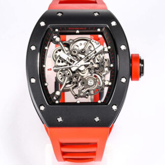 AAA Replica Richard Mille RM-055 BBR Factory Ceramic Case Red Strap Mens Watch